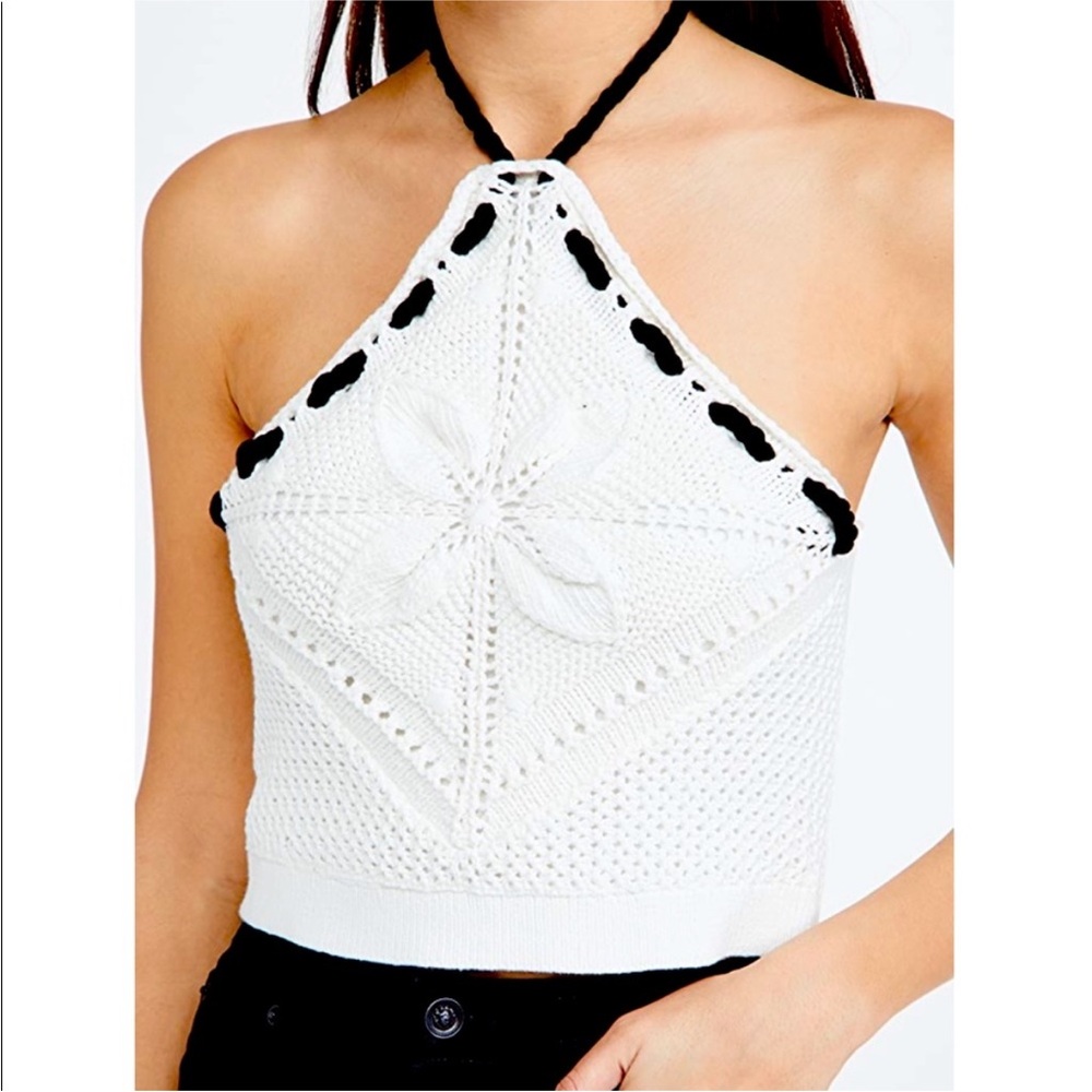 White Crochet Halter Top